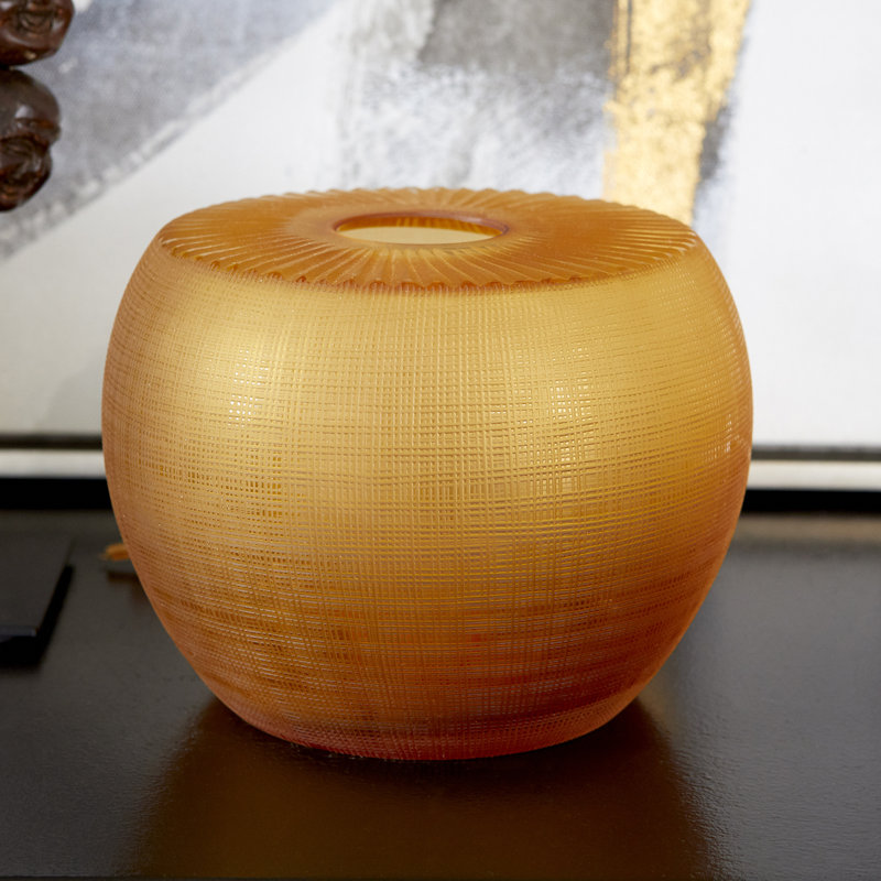 Sun Flower Glass Table Vase, 4.5" H x 6.25" W x 6.25" D