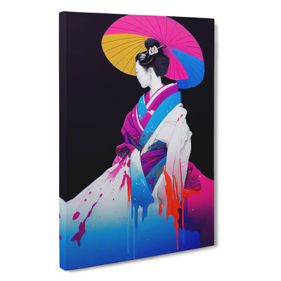 Geisha Paint Splashed No.2 - Wrapped Canvas
