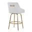 Tabouret de comptoir de 26 po à hauteur fixe avec pivot en similicuir blanc, avec pieds et repose-pieds en métal doré et poignée dorée - ensemble de 2