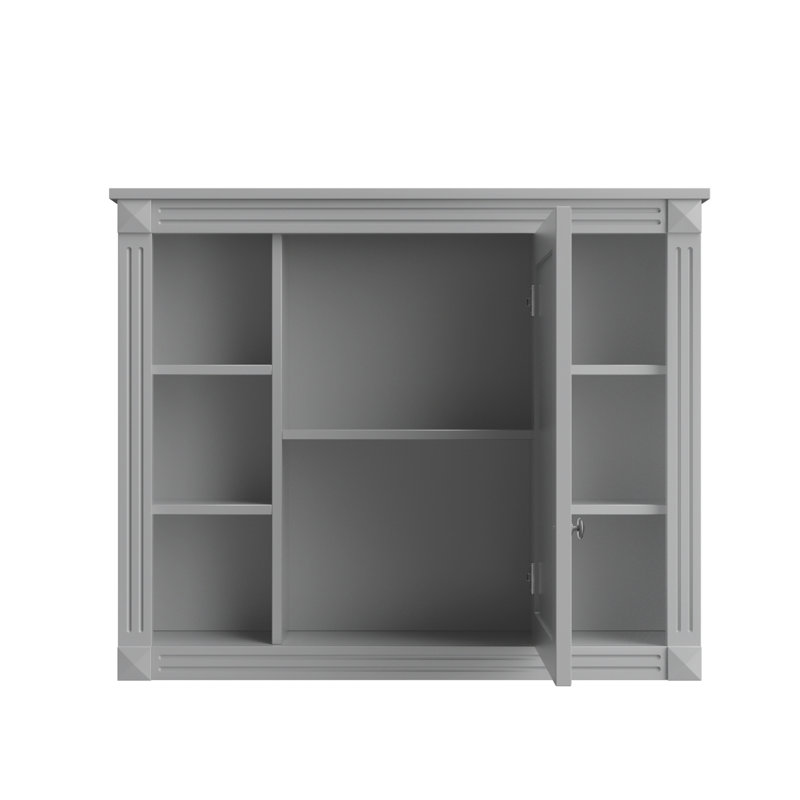 Armoire de salle de bain murale avec miroir, Gris