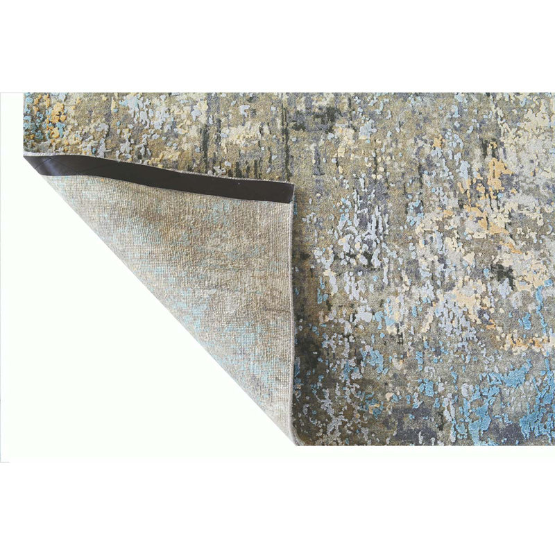 Hand Woven Silk and Wool Area Rug, Rectangle 4' x 6'