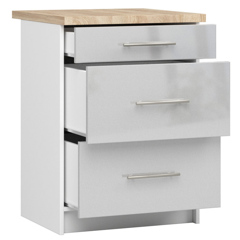 OLIWIA kitchen base cabinet in white, light gray gloss