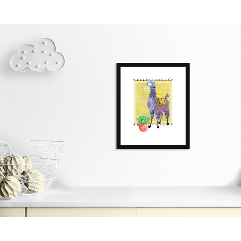 « jolie llama ii », art sur toile, H 26,5 po x l 22,5 po x P 0,625 po, Cadre noir