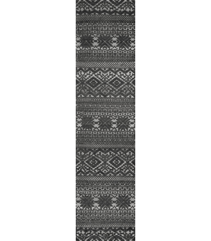 Hand Woven Kilim Wool Geometric Area Rug, Runner 3' x 12'