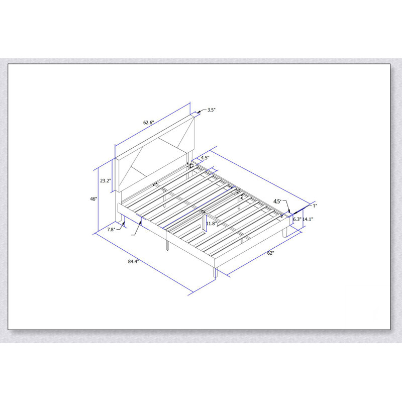 Structure de lit plateforme tapissier avec tête de lit, support en lattes de bois massif