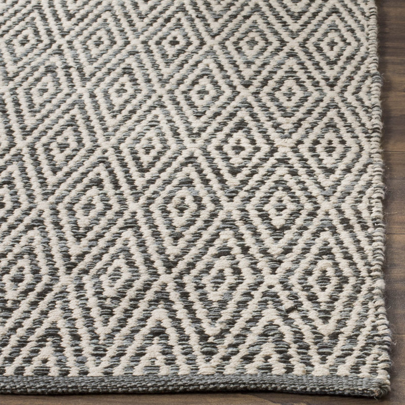 Tapis gris en coton tissé à plat à la main Ivy Hill, Rectangle 4 pi x 6 pi