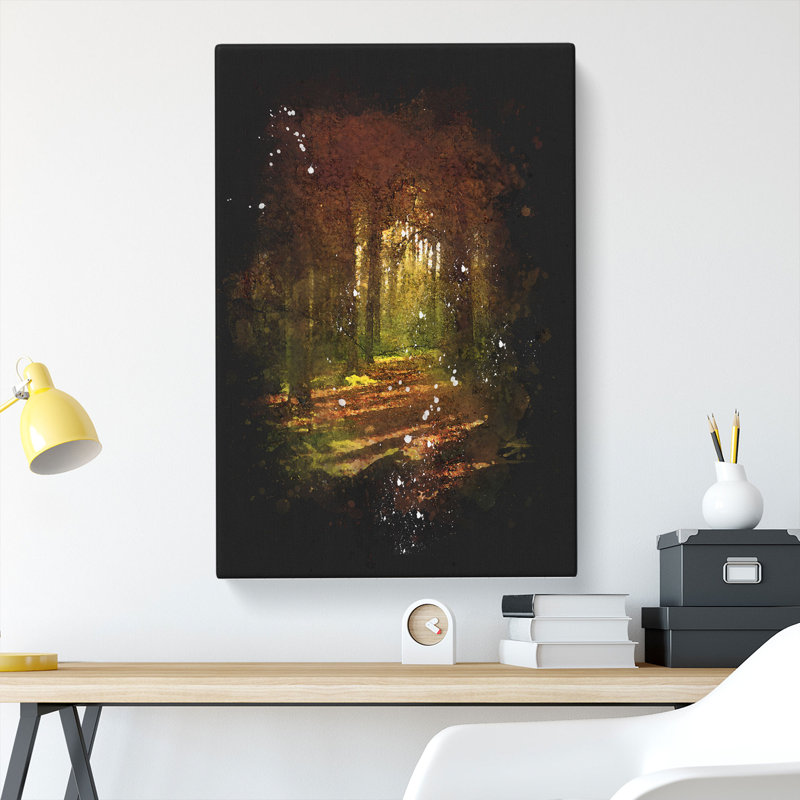 Walking Through An Autumn Forest - Wrapped Canvas Print, 60cm H x 40cm W x 3cm D