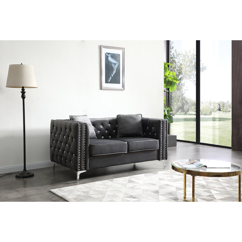 Causeuse contemporaine stylisée grise, Gris