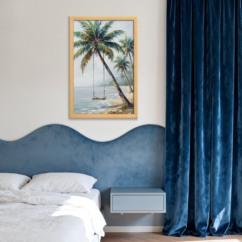 Plantes et fleurs Palm Tree Beach Swing Ocean View Sky Sand, H 24 po x l 16 po, Toile tendue, Ne s’applique pas