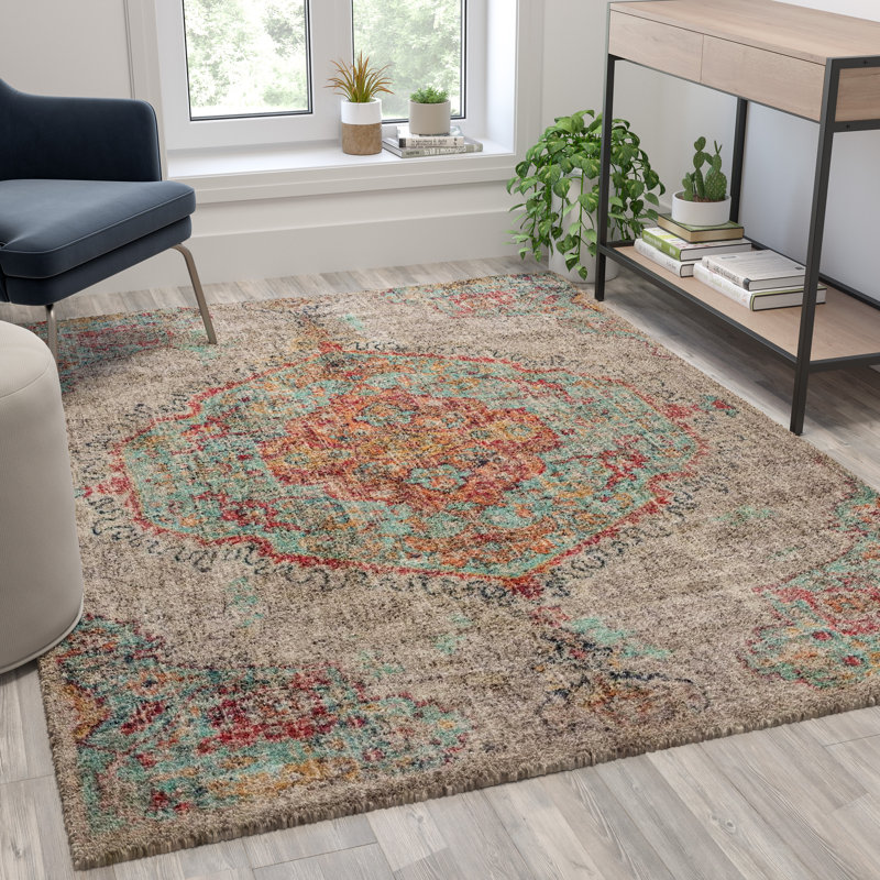 Tapis d'intérieur en polyester Gerrika, Rectangle 5 pi x 7 pi