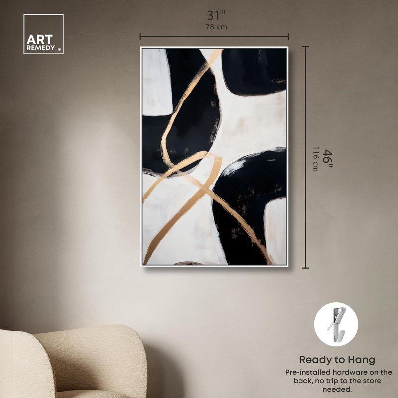 Art Remedy Art, toile rythmique de contraste, H 46 po x l 31 po, Cadre flottant blanc