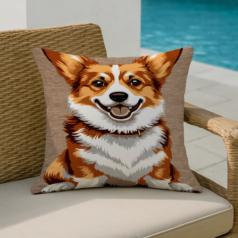 Coussin intérieur et extérieur Dogs, Carré 20 po, Cardigan Welsh Corgi