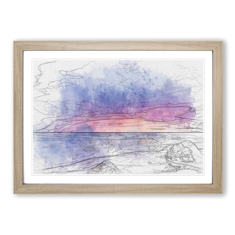 A Beach in Spain in Abstract - Picture Frame Graphic Art Print, Oak Framed, 36cm H x 48cm W x 2cm D