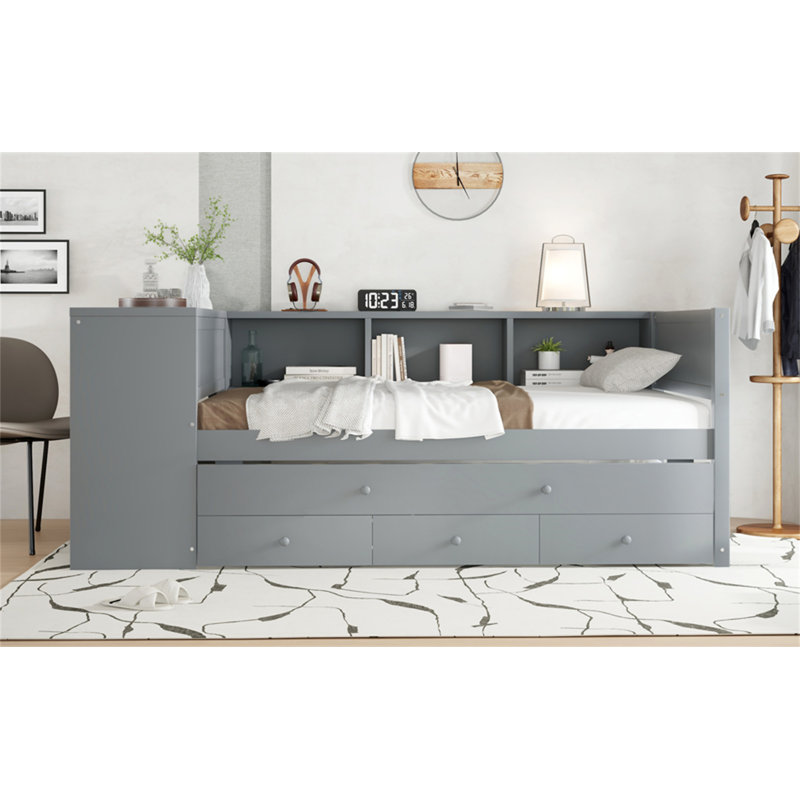 Lit de jour avec couchette, Grey, Lit simple