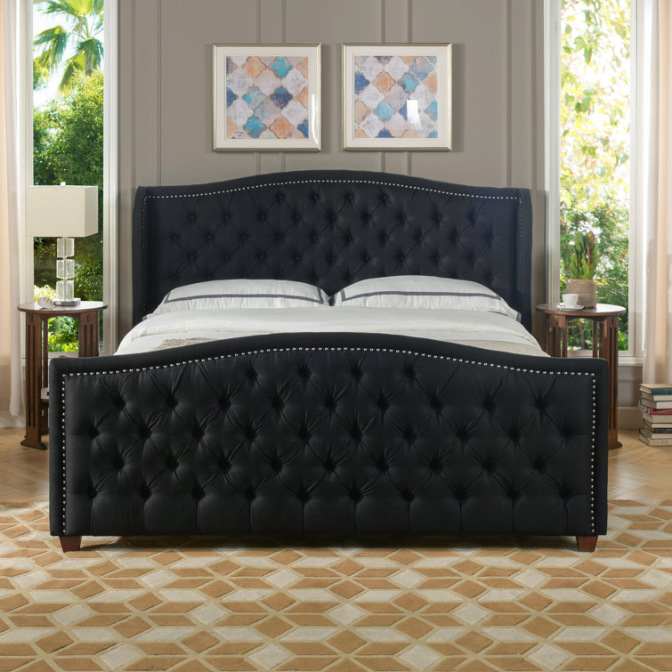 Coleman Upholstered Wingback King-Sized Bed Frame
