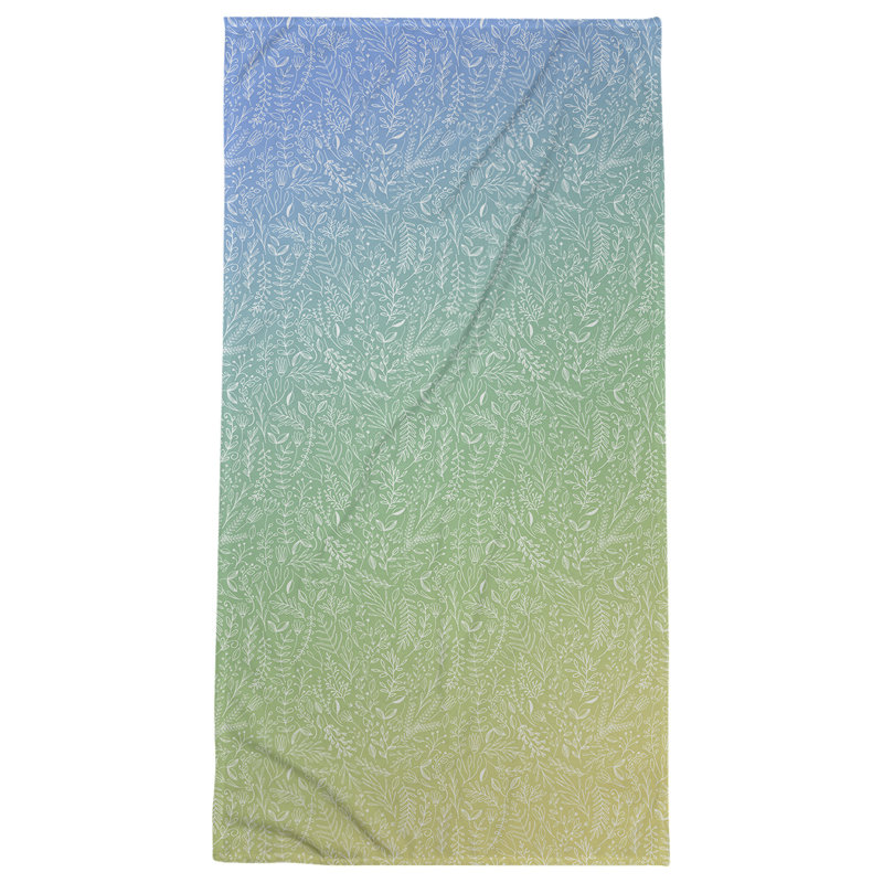 Serviette de bain florale ditsy classique, Bleu / Vert / Jaune