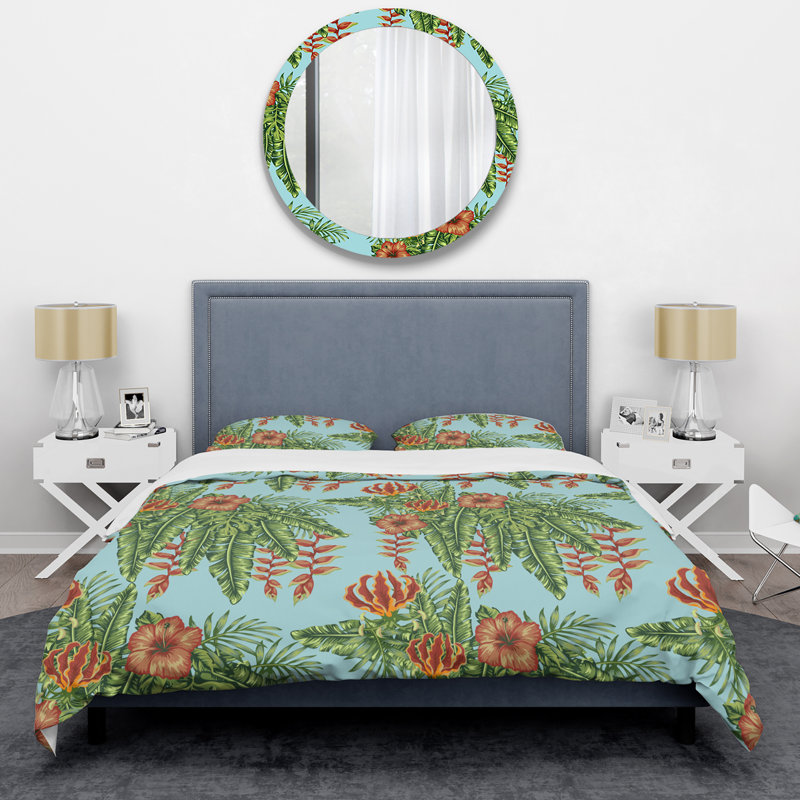 Plantes de jardin ornementales d'été - Ensemble de housse de couette floral - Microfibre de polyester