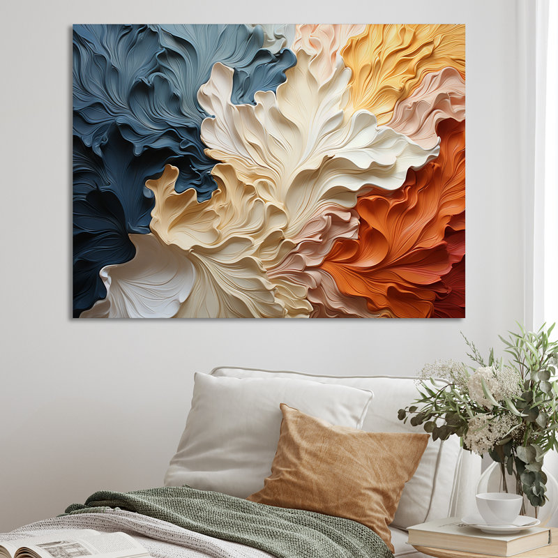 "Custards Collage" beige et orange III - Décoration murale abstraite, H 12 po x l 20 po x P 1 po, Toile tendue