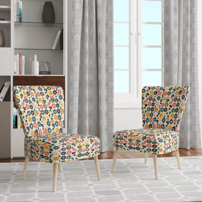 Patchwork Upholstered Chair - Colorful summer Daisy's Yellow Side Chair