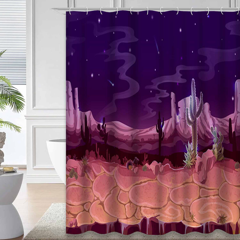 Rideau de douche avec 12 crochets Desert Night Landscape, L 72 po x l 78 po