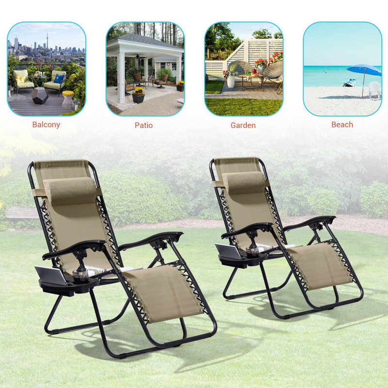 Zero Gravity Chairs, Waterproof Seat Patio Chair with Adjustable Side Tray for Patio Poolside and Backyard Lounge Reclining Chairs