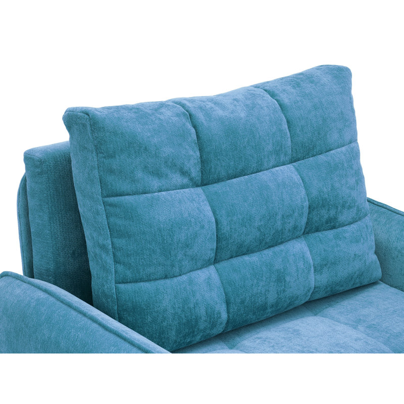 42" Wide Convertible Chair 3-In-1 Pull Out Sleeper Futon Chair Beds With USB, Blue