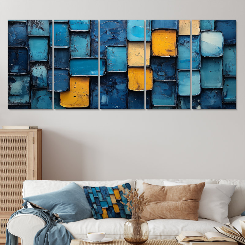 Art géométrique impulsion géométrique II - Op Art mural - décoration murale moderne, H 32 po x l 80 po, 5