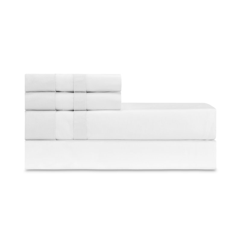 Savoy Sateen Sheet Set, White, King Sheet Set + 2 Pillowcases