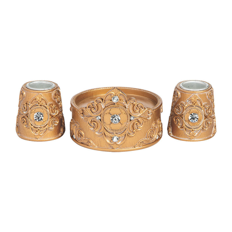 3.6'' H Resin Tabletop Candlestick, Gold