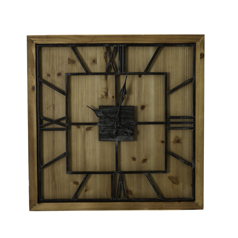 Yadiel Wall Clock, Brown/Black, 90cm H x 90cm W x 5cm D