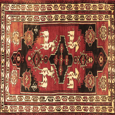Tapis en laine / polyester tissé à la machine Southwestern en rouge / brun / noir