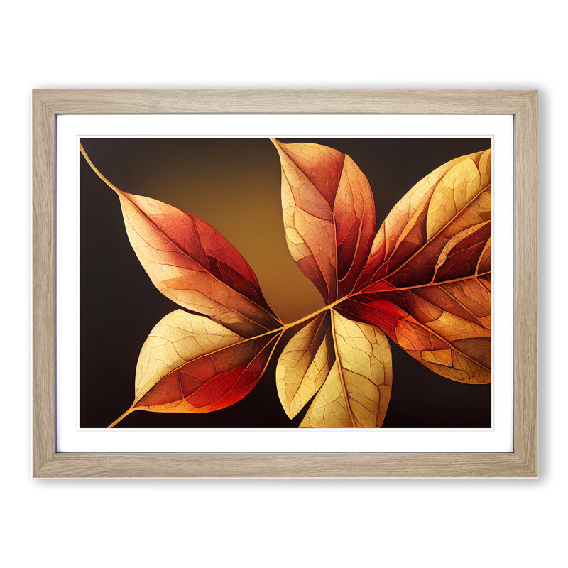 Showstopping Autumn Leaf - Framed Print, 46cm H x 64cm W x 2cm D, Oak
