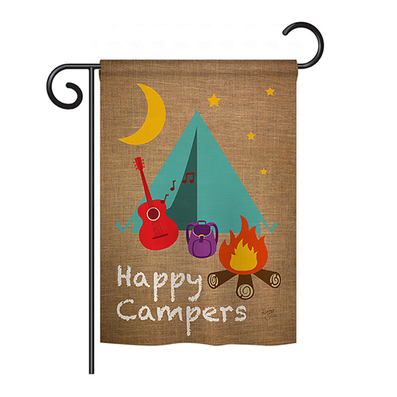Drapeau de maison / jardin en polyester Happy Campers, H 40 po x l 28 po