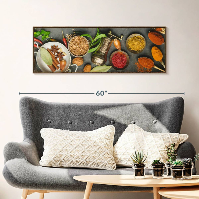 Fines herbes et épices, 43 po x 15 po, Cadre flottant noyer