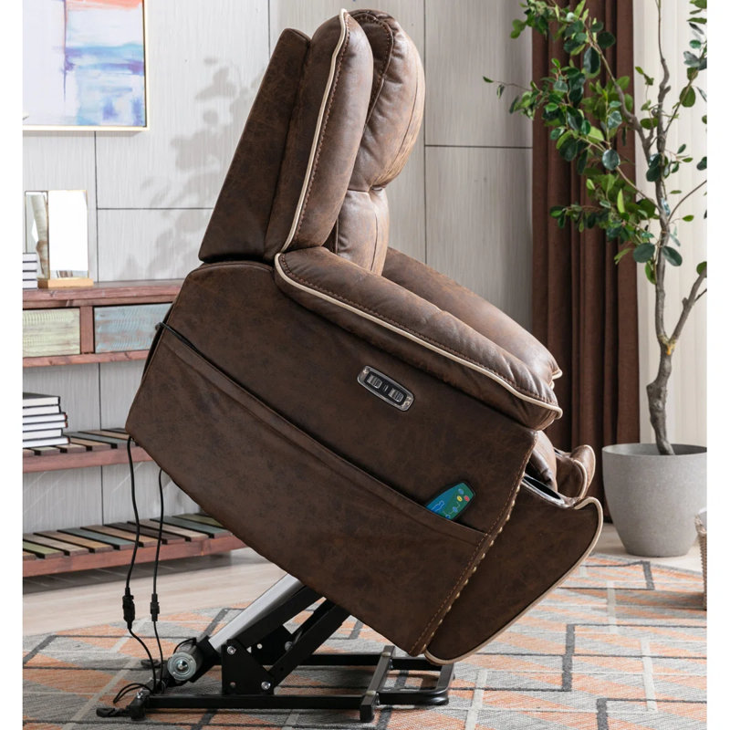 Khristina Dual Motor Power Lift Massage Recliner – 40.2" Wide Overstuffed Home Theater Seat with Heat & USB Charging