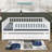 Full Size Daybed With Trundle, Wood Kids Platform Bed Frame With Fence Guardrails, No Box Spring Needed-1704377296