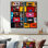 Ensemble de 2 bandes murales colorées pop art colorées et mélodiques modernes - bleu