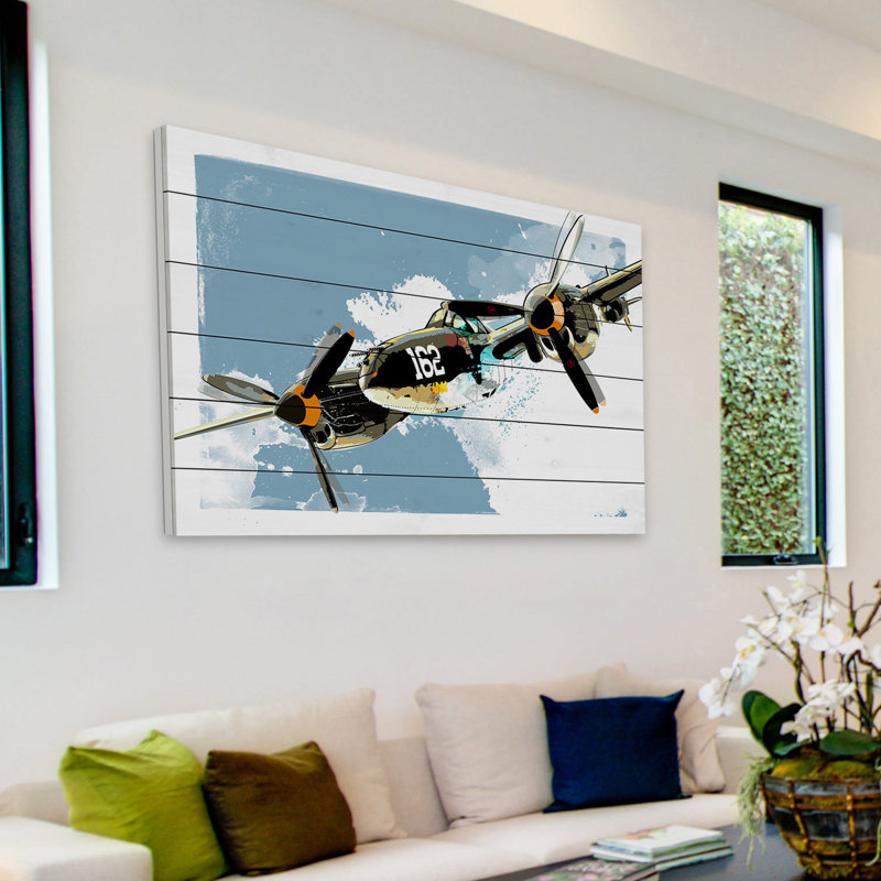 P38 Lightning by Rick Martin - No Frame Painting on Wood, 61cm H x 91cm W x 4 cm D