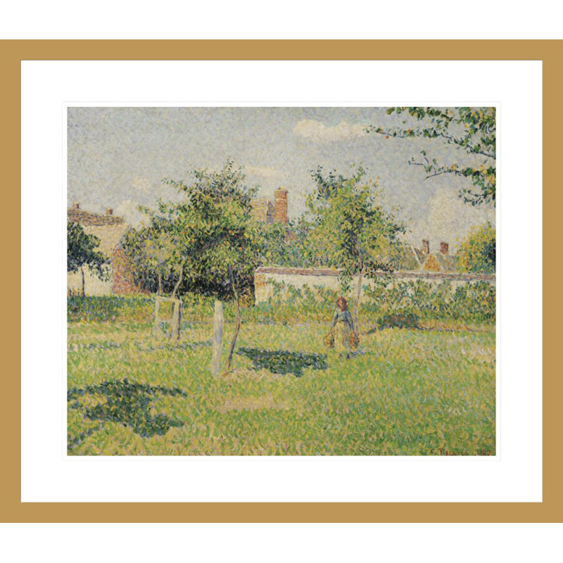 «Woman in the Meadow at Eragny Spring» par Camille Pissarro, impression giclée encadrée, H 23,5 po x l 27,36 po