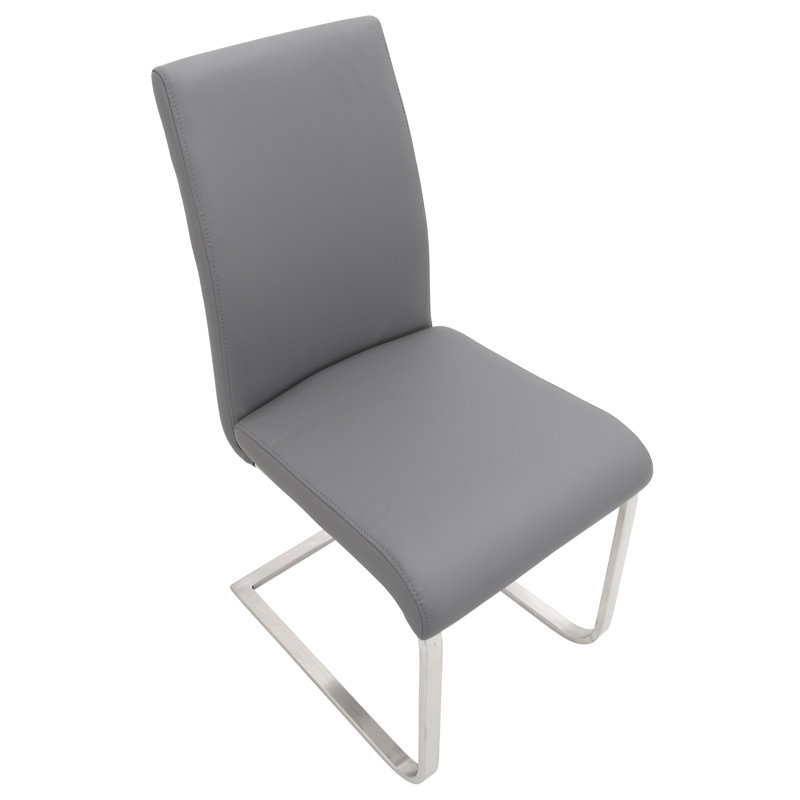 Almaan 19 " H Faux Leather Upholstered Metal Side Chair and Parsons Chair, Grey