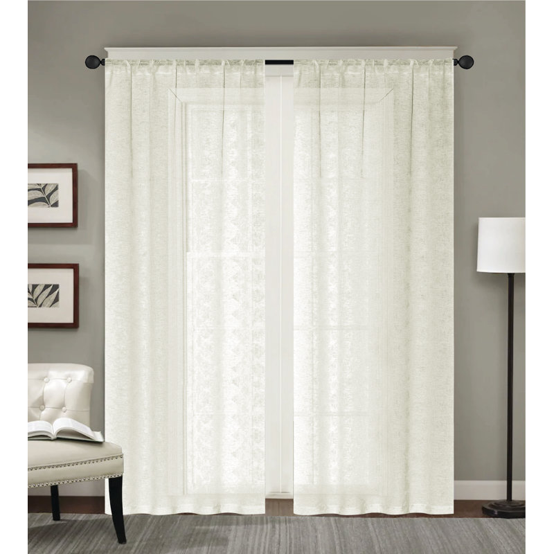 Paire de rideaux transparents Benecia, Ivoire ivoire
