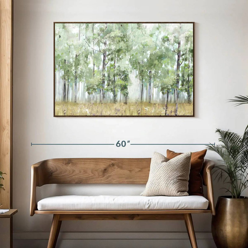 Into The Forest Light, 46 po x 31 po, Cadre flottant noyer