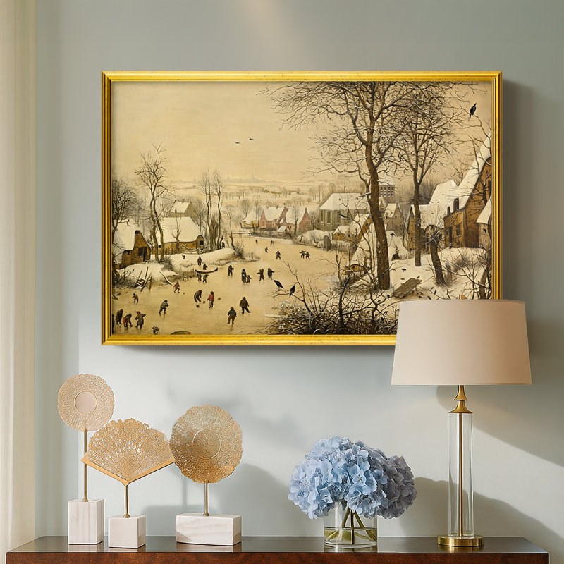 «Winter Landscape with Skaters and Bird Trap, 1565» par Bruegel l'Ancien, toile sur mesure, Oui, 26 x 38