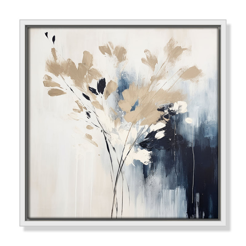 «Bliue Earthly Neutralité II» par Irena Orlov, L 13,5 po x H 13,5 po, Toile avec cadre, Flotteur blanc