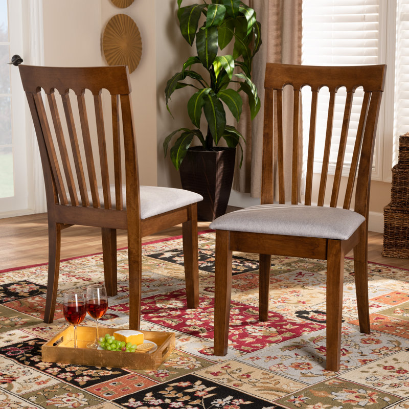 18.5'' H Upholstered Side Chair, Walnut, Gray