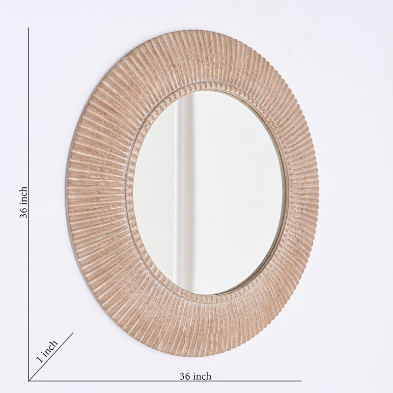 Wall Mirror | Accent Mirror | Rustic Farmhouse Style Hand carved Wooden Decorative Hanging Mirror-36 Inches