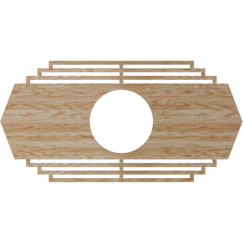 Médaillon de plafond en bois Chrysler, Chêne rouge, H 20 po x l 40 po x P 0,25 po