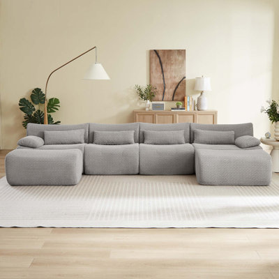 Convertible U-Shape Sectional Sofa with Ottoman, Plush Comfort \u0026 No Assembly Required