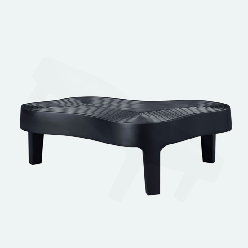 Matte Black Fiberglass Irregular Lift-Top Coffee Table