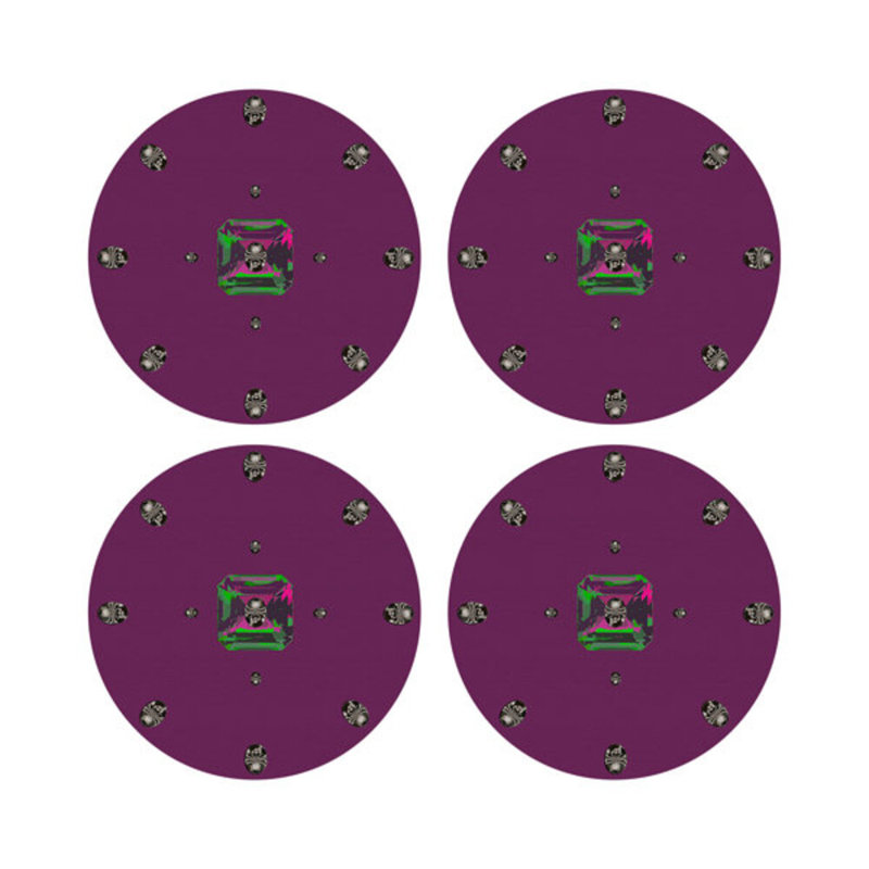 Asscher Vegan Leather Round Pebble Placemat, Purple Rain